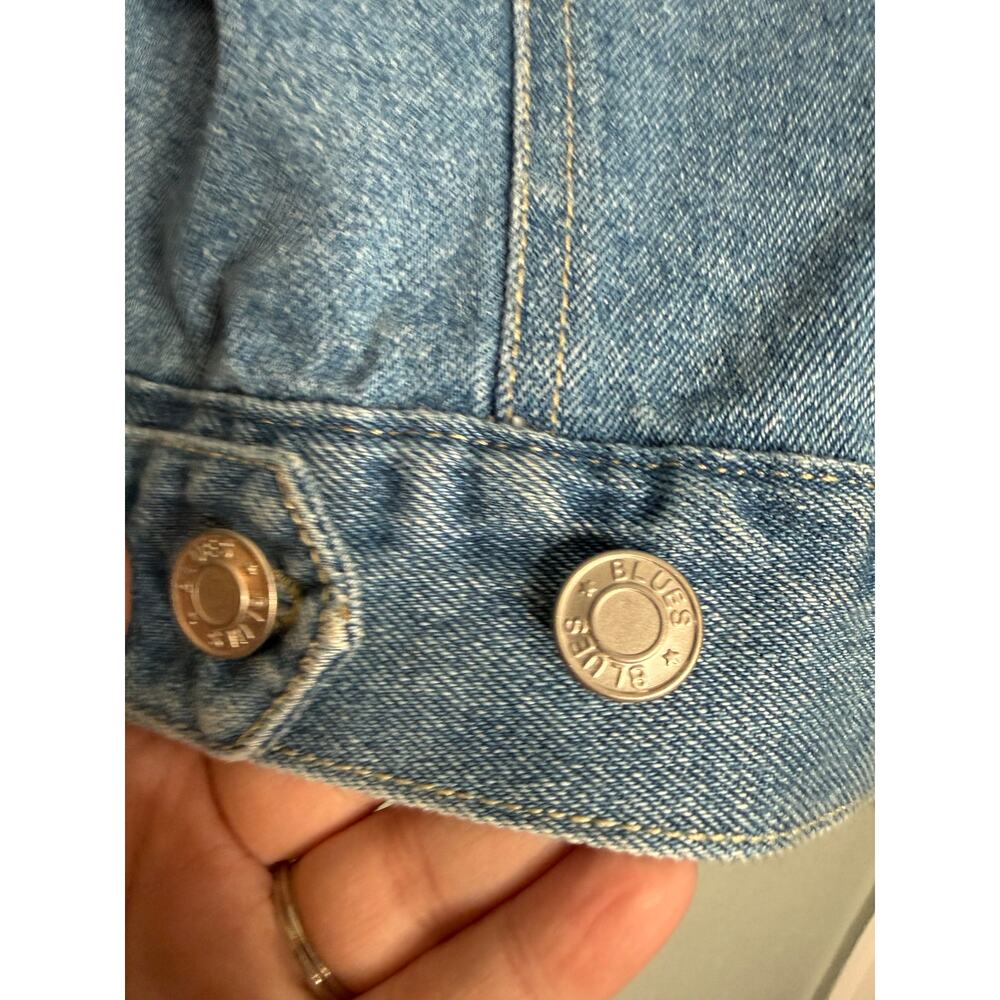 Jacket Happy by Debbie Clemens blue and brown cow hide denim‎ jacket fur lined - Picture 13 of 14